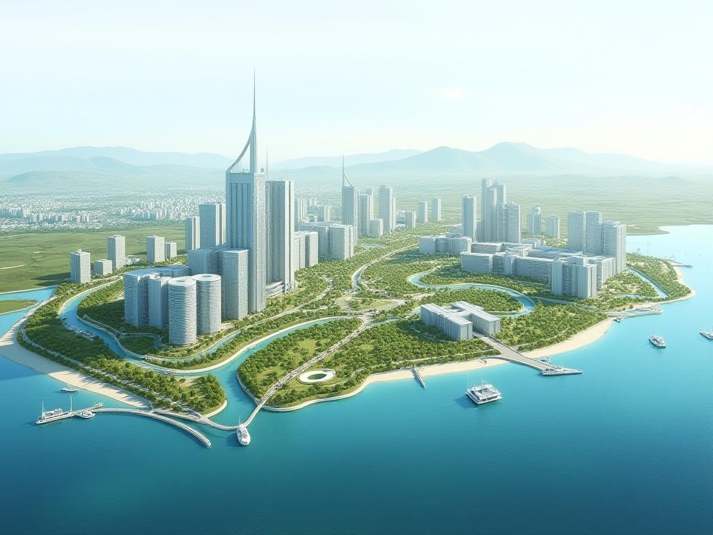 송도 국제도시의 워터프론트 개발 계획 조감도